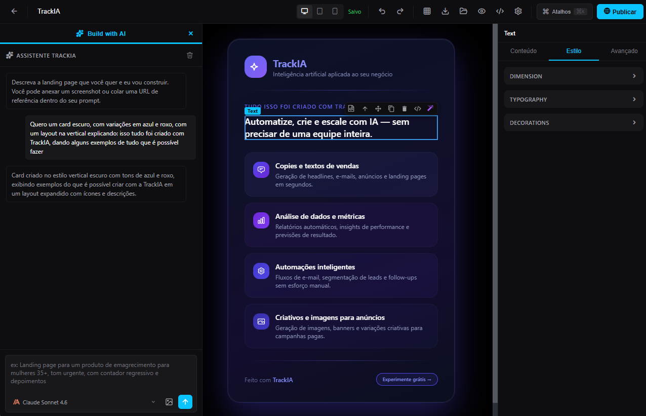 Page Builder com IA — EasyTracker